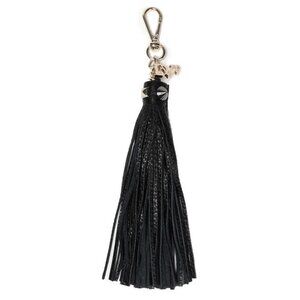 New Diane Von Furstenberg Black Leather Tassel Key Ring